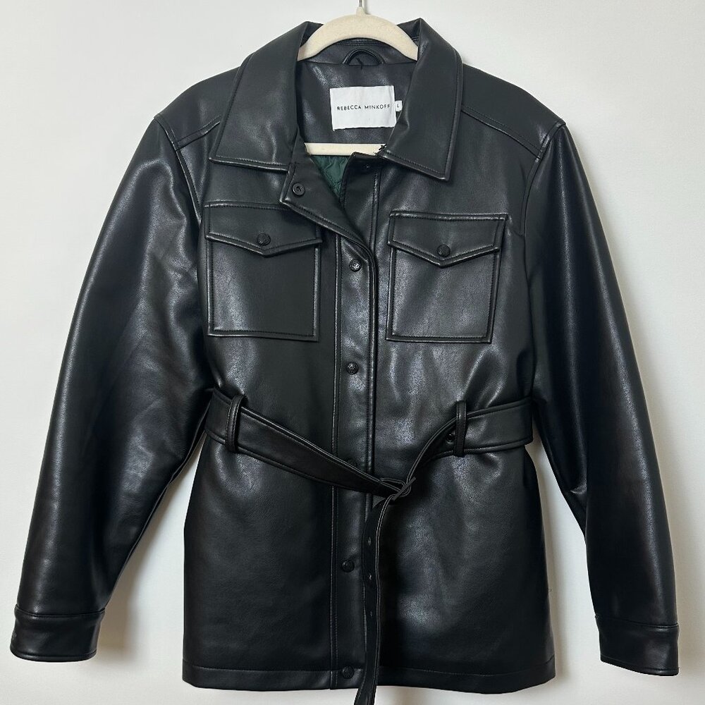 Rebecca Minkoff Black Lined Faux Leather Jacket - Size L